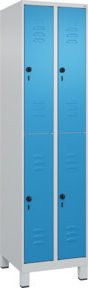 C+P Doppelstock-Spind Classic PLUS mit 2 Abteilen, Füße, Grau/Blau, H x B x T: 195 x 50 x 50 cm - Bild 1