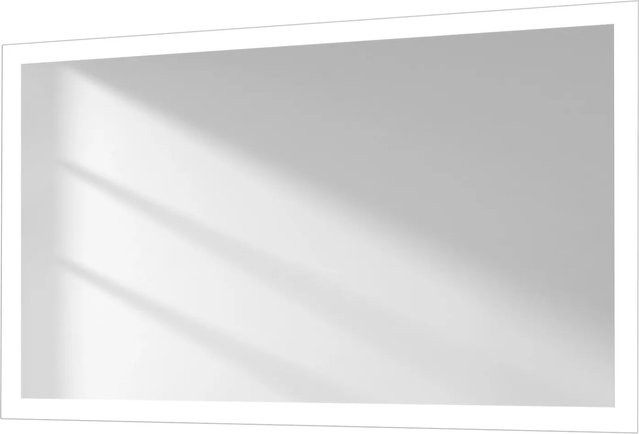 Emke LED Badspiegel mit Kippschalter, rechteckiger Wandspiegel für das Badezimmer aus kupferfreiem Glas, B: 100 cm, H: 60 cm - Bild 1