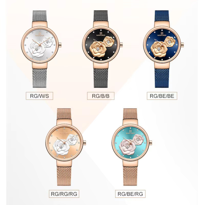 NAVIFORCE Armbanduhr, Quarz, Edelstahl, Blau, Roségold, Damen - Bild 3