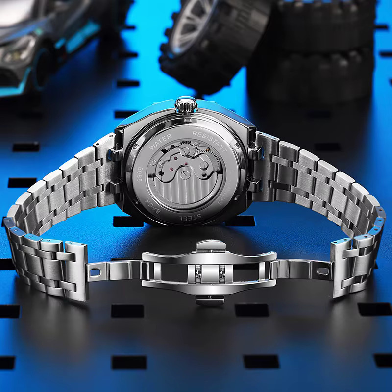 dulunwe Armbanduhr Automatik, Edelstahl, Schwarz, Herren - Bild 3