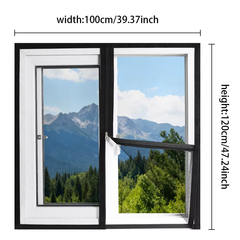 TranquilTouch Insektenschutzgitter-Set mit Klettverschluss in Schwarz für eine einfache Montage und atmungsaktiven Schutz für dein Zuhause - Bild 3
