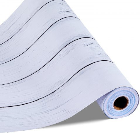 VEVOR Selbstklebende Tapete in weißer Holzoptik aus Vinyl, Breite: 45 cm, Länge: 15 m - Bild 1