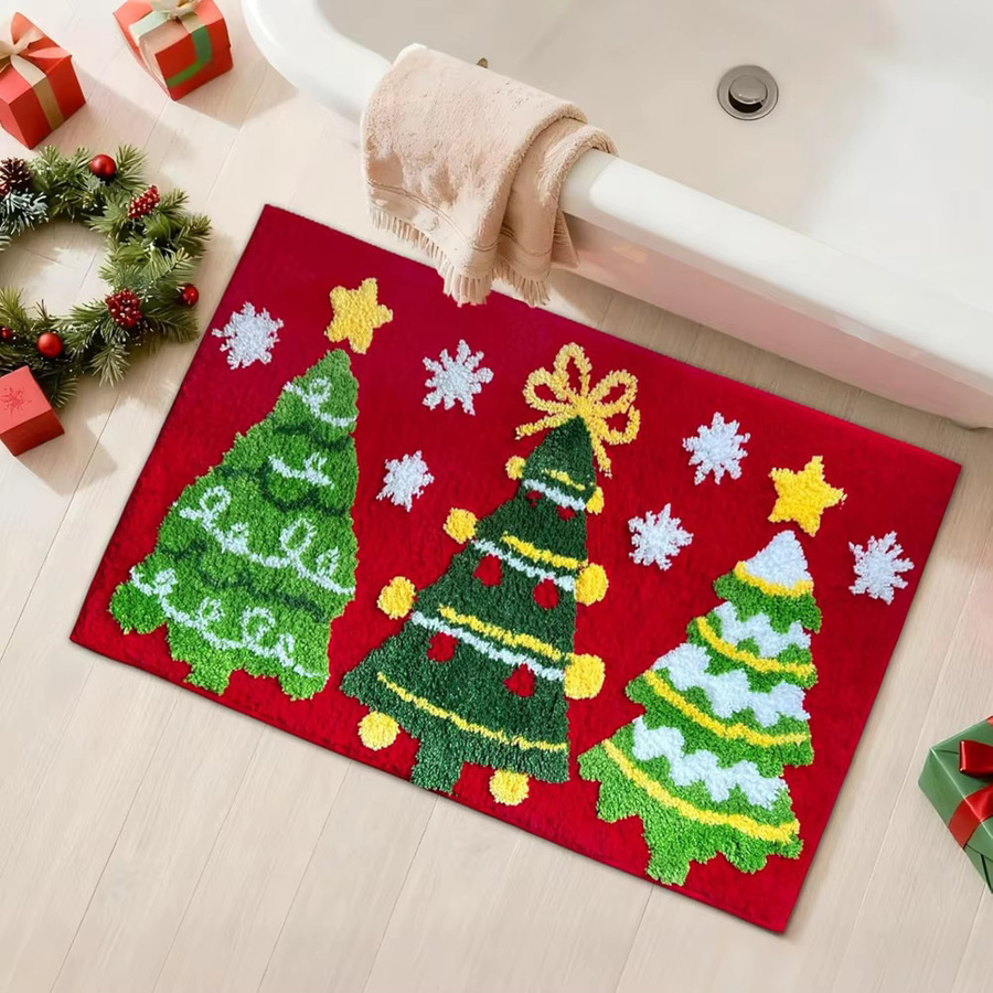 VIKAMA Weihnachtsbaumteppich in Multicolour für Badezimmer, Wohnzimmer und Schlafzimmer, rutschfest und wärmend, B/T/H: 40 x 40 x 40 cm - Bild 1