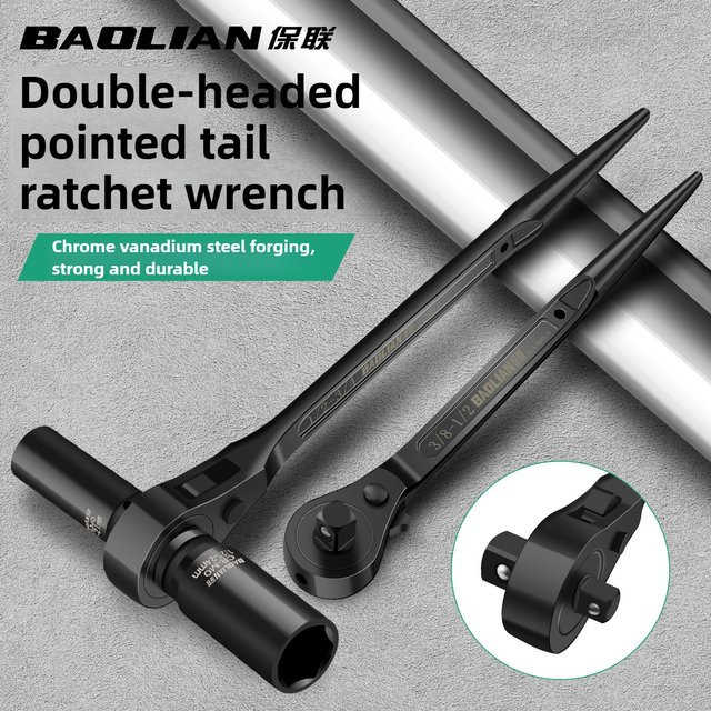 Multifunktionaler verstellbarer Steckschlüssel Adapter mit Ratschenfunktion in Schwarz für 1/2 3/8 und 3/4 Zoll - Bild 1