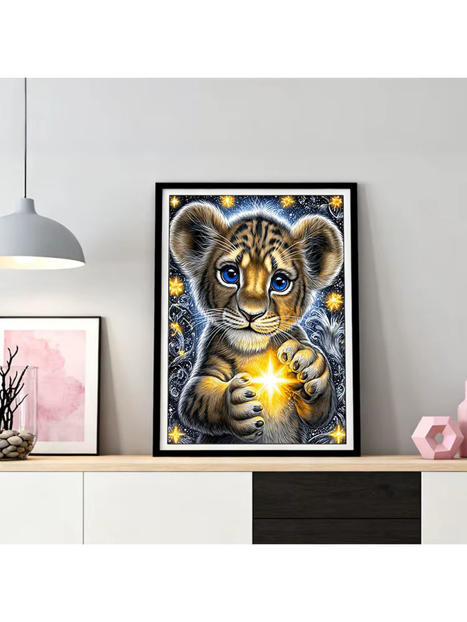 HUACAN Diamantmalerei Tiger-Tier-Fantasie 5D-Kunst-Set mit Rundsteinen in Multicolour, B/H: 30,0 x 20,0 cm - Bild 2