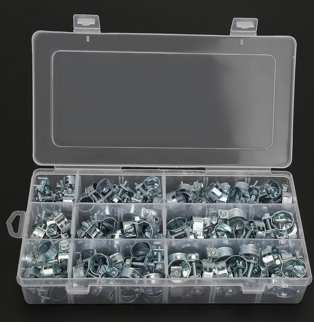 Fishine 135 Stück Mini-Kraftstoffschlauchklemmen aus verzinktem Stahl in Grau/Silber - Bild 1