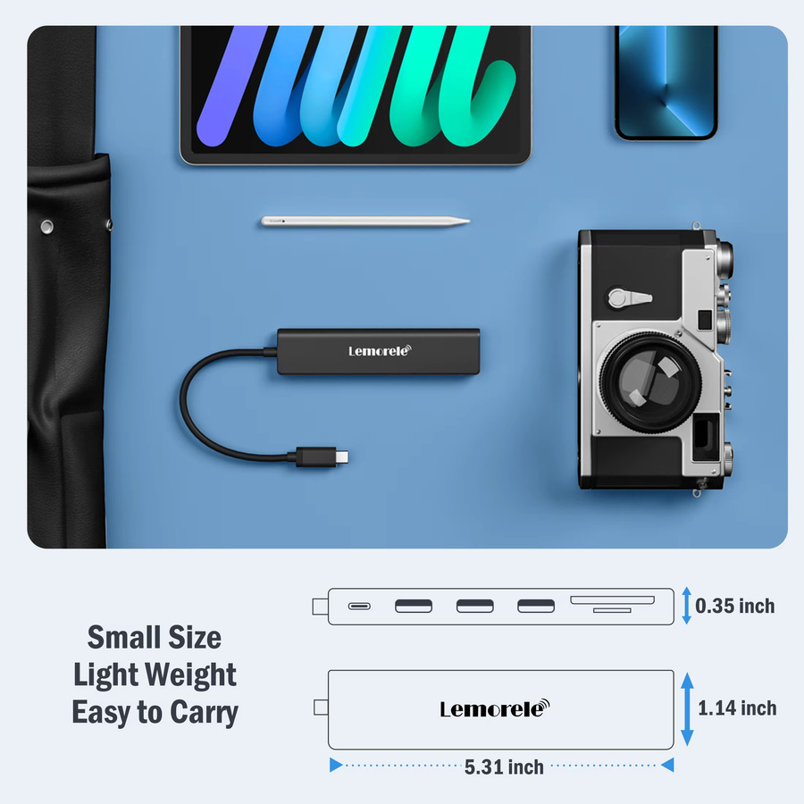 Lemorele 7-in-1 USB Hub Dockingstation in Grau mit HDMI 4K UHD, USB 3.0, SD TF und PD 100W für Windows und Mac - Bild 6