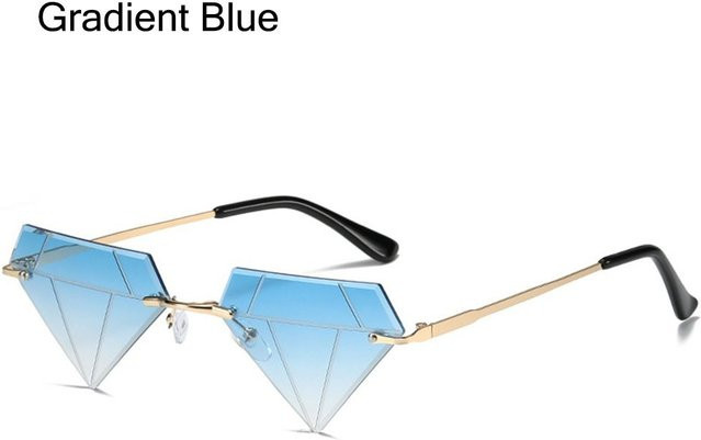Yiran Health & Beauty Sonnenbrille, randlos, dreieckig, blau, Unisex - Bild 1