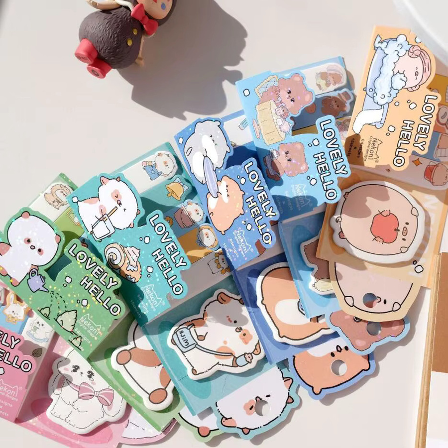 NEKONI Kawaii Memo Pad mit Hamster, Schwein und Panda Motiven, Mehrfarbig, Blanko-Notizblock für Schule und Büro - Bild 2