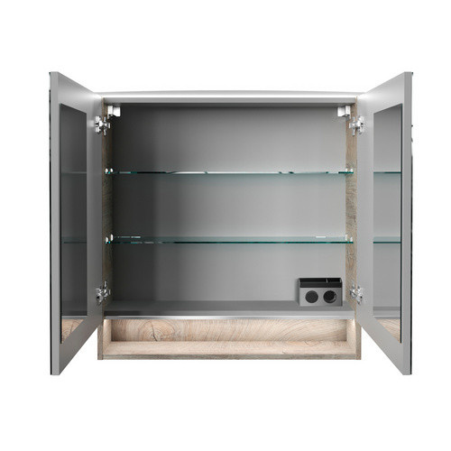 Fackelmann Spiegelschrank B.Style in Eiche Natur mit LED-Beleuchtung und Softclose-Türen, B/H/T: 80 x 81,2 x 26,3 cm - Bild 4