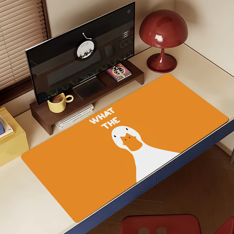 Cartoon What the Duck Mauspad in Orange, rutschfeste Gamer-Schreibtischunterlage aus Gummi für Laptop und Büro, groß - Bild 3