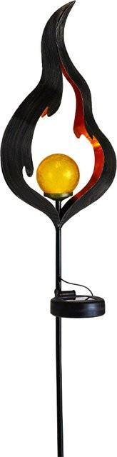 I-Glow LED-Solar-Vintage Leuchte mit Flammen-Effekt und Crackle-Glas in Orange - Bild 1