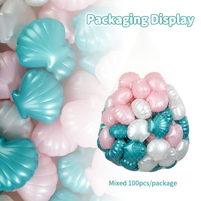 COLOBOBO Bälle für Bällebad, Muschelförmige Perlen, Mehrfarbig, 100-teiliges Set - Bild 1