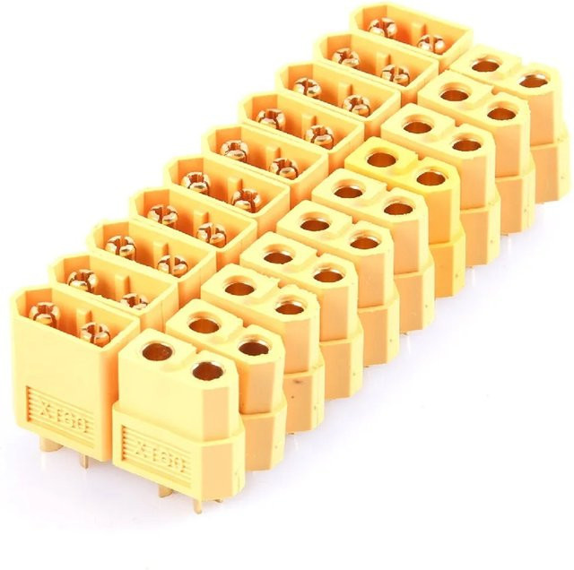50 Paar XT60 Stecker Set mit männlichen und weiblichen Rundsteckern in Gelb für RC Drohnen, Flugzeuge und Lipo-Akkus - Bild 1