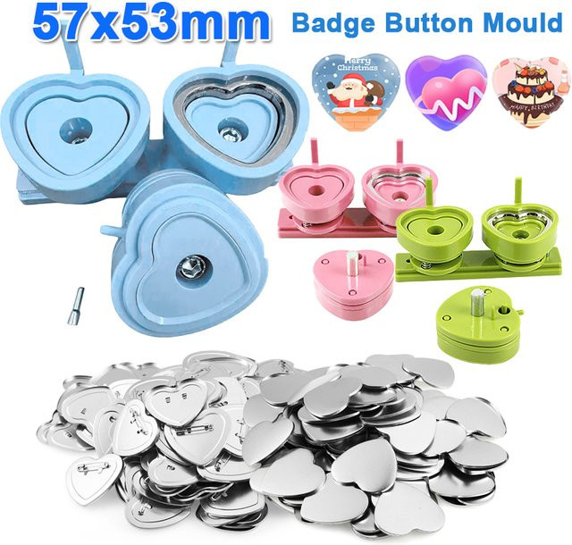 Herz Form Button Maker Maschine für DIY Abzeichen in Pink, Form 57 x 53 mm - Bild 1