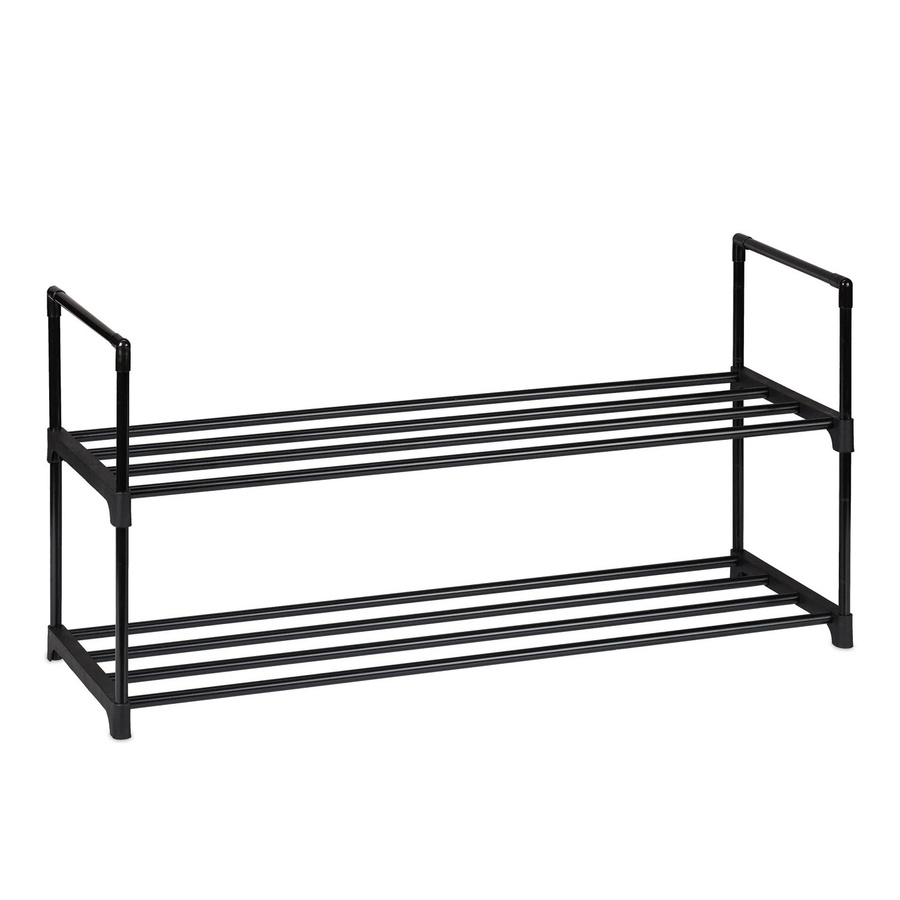 Relaxdays Schuhregal aus Metall in Schwarz mit 2 Ebenen und Stecksystem, B/H/T: 90,5 x 45 x 30,5 cm - Bild 2