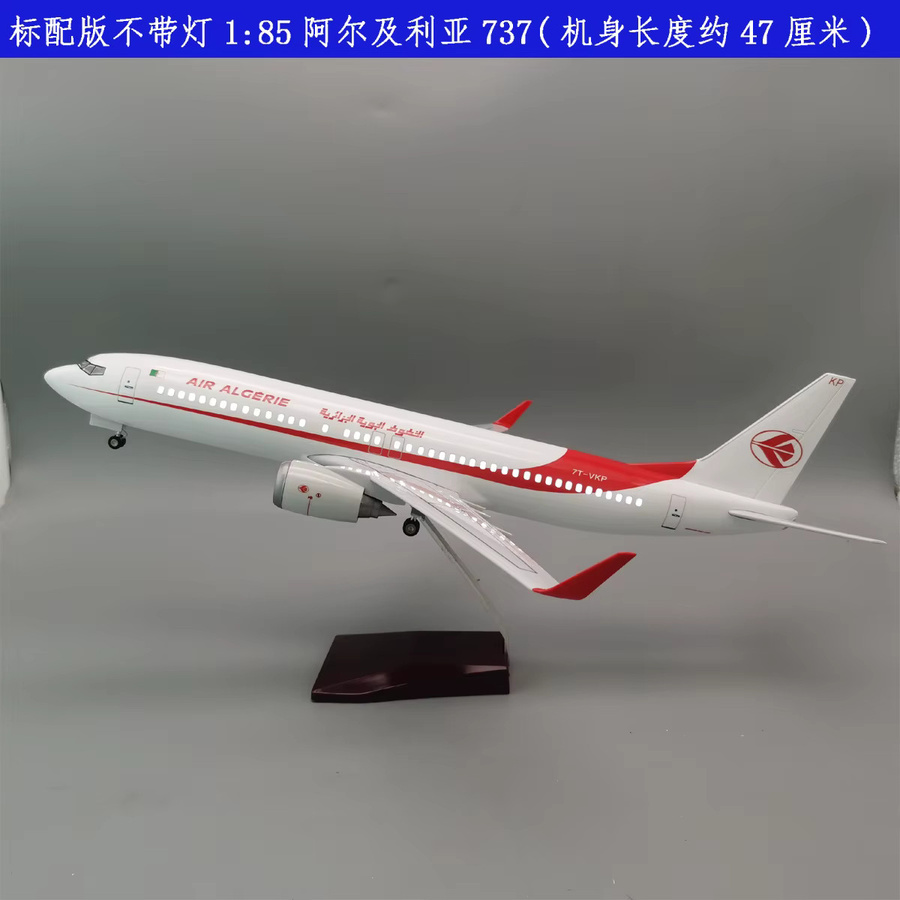 ZOCO Air Algerie Airlines 737-800 Flugzeugmodell, Miniaturflugzeug aus Harz, mit Licht und Rad, 47 cm - Bild 2