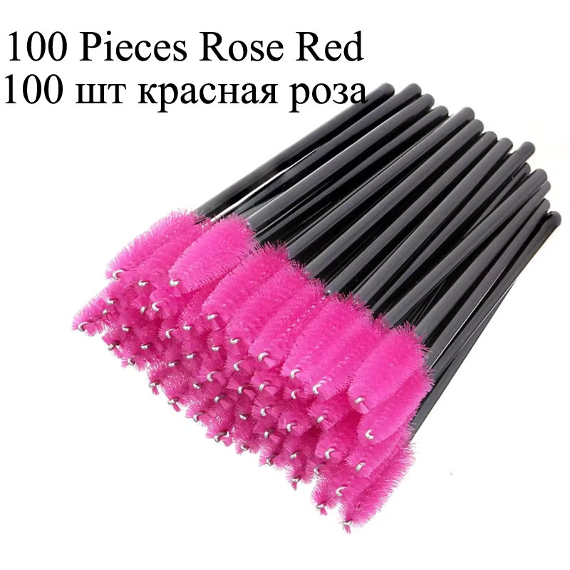 CNKESS Wimpern- und Augenbrauenpinsel, 100 Stück, Pink, Einweg - Bild 3