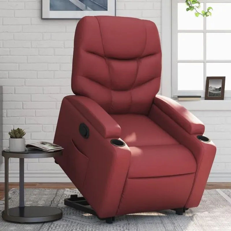 Relaxsessel mit Aufstehhilfe von vidaxl in Rot aus Kunstleder - Bild 1