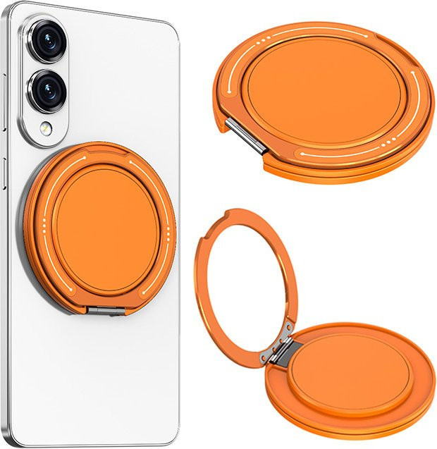 Newteneight 360 Grad drehbarer magnetischer Metallring-Handyhalter für iPhone MagSafe in Blau und Orange - Bild 1