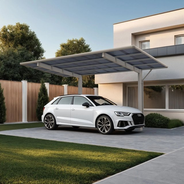 Ximax Einzelcarport Aluminium Wing Typ 80 mit Polycarbonat-Flachdach in Silber - Bild 1