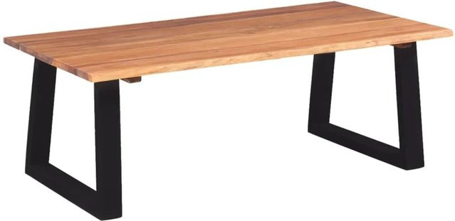 vidaXL Couchtisch aus Massivholz Akazie in Braun und Schwarz im Industrie-Stil, B/T/H: 110 x 60 x 40 cm - Bild 1