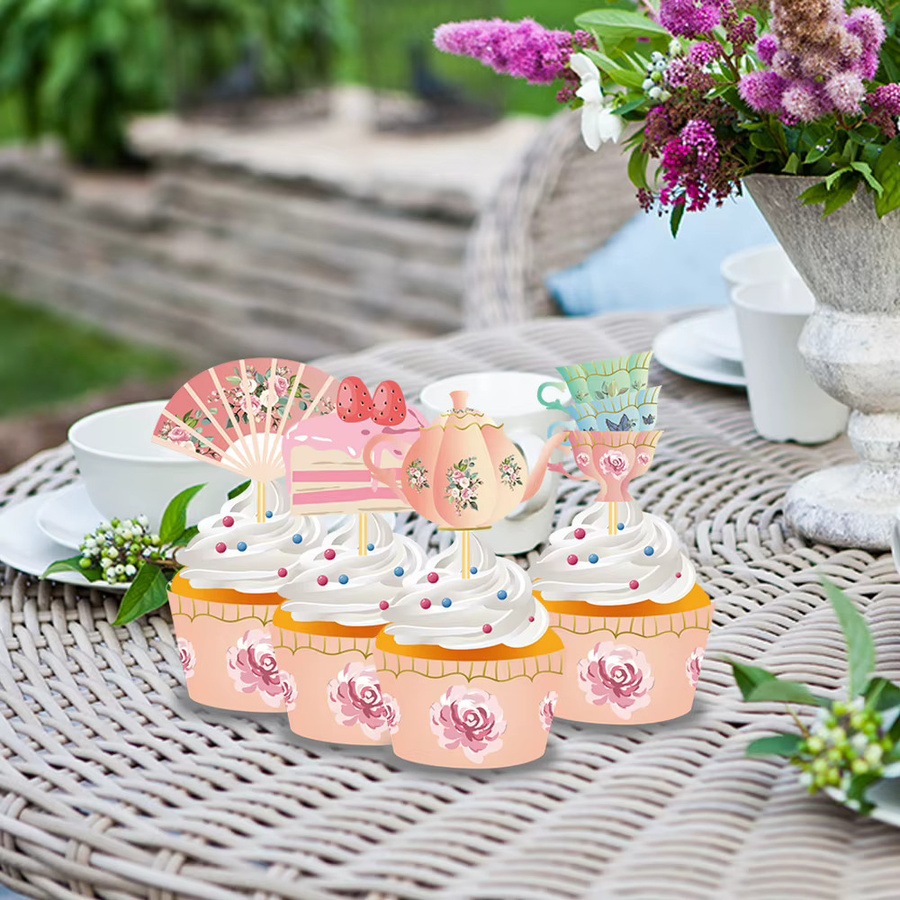 3-Schichten Cupcake-Display-Stand mit DIY-Kuchendeckel und Cupcake-Papier-Wrappern in Mehrfarbig für Geburtstagsfeiern und Partys - Bild 2