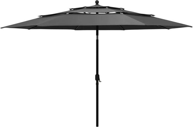 vidaXL Sonnenschirm mit Aluminium-Mast in Anthrazit, 3-lagig, Durchmesser: 350 cm - Bild 1