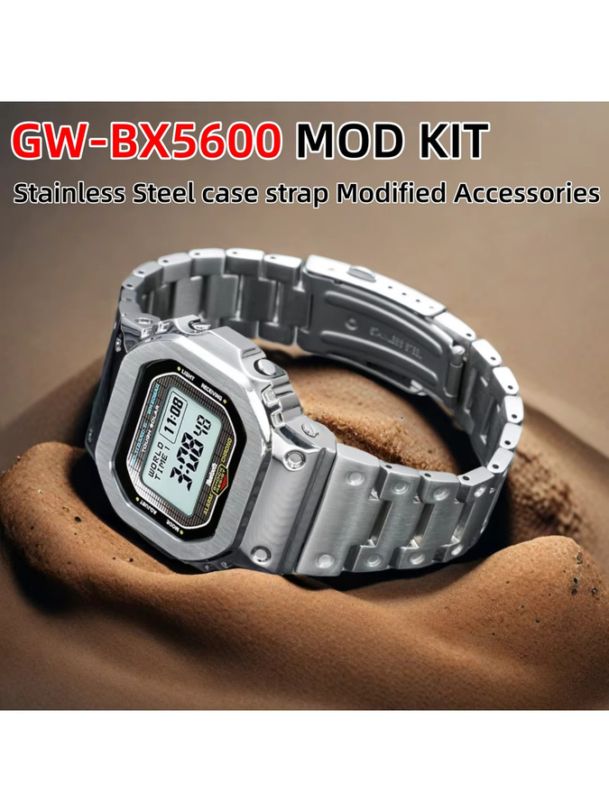 Casio Mod-Kit Edelstahlgehäuse & Armband, Edelstahl, Silber, Herren - Bild 5