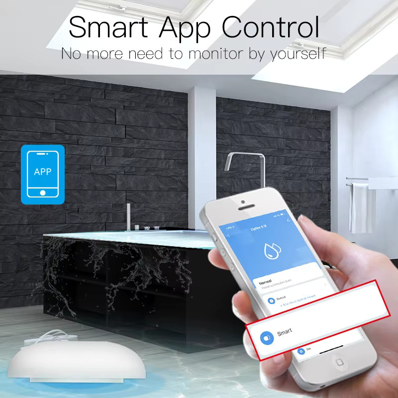 MOES Tuya ZigBee Smart Wasserlecksensor als Überschwemmungsalarmmelder in Weiß mit App-Steuerung - Bild 3