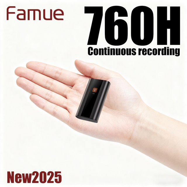 Famue Professional Voice Recorder in Schwarz mit 32 GB Speicher, 90 dB Rauschunterdrückung und HD-Sound für Audio-zu-Text-Funktionen - Bild 1