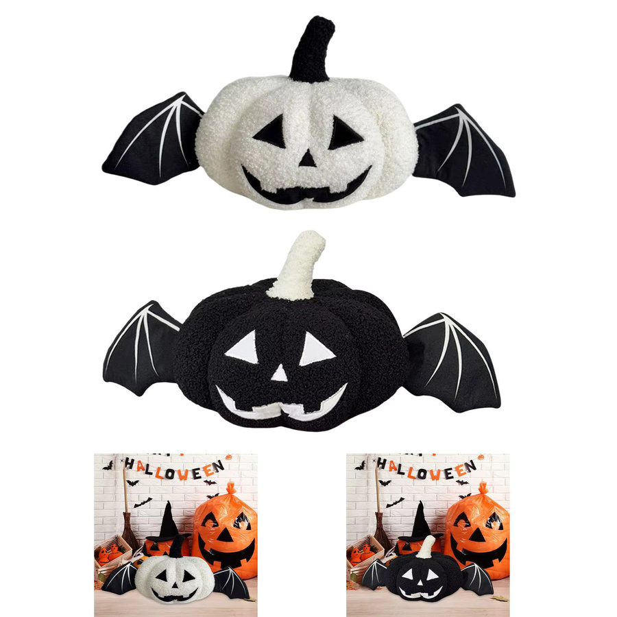 Kesoto Halloween Kürbis Wurfkissen rund in Schwarz für Party und Heimdekoration - Bild 3