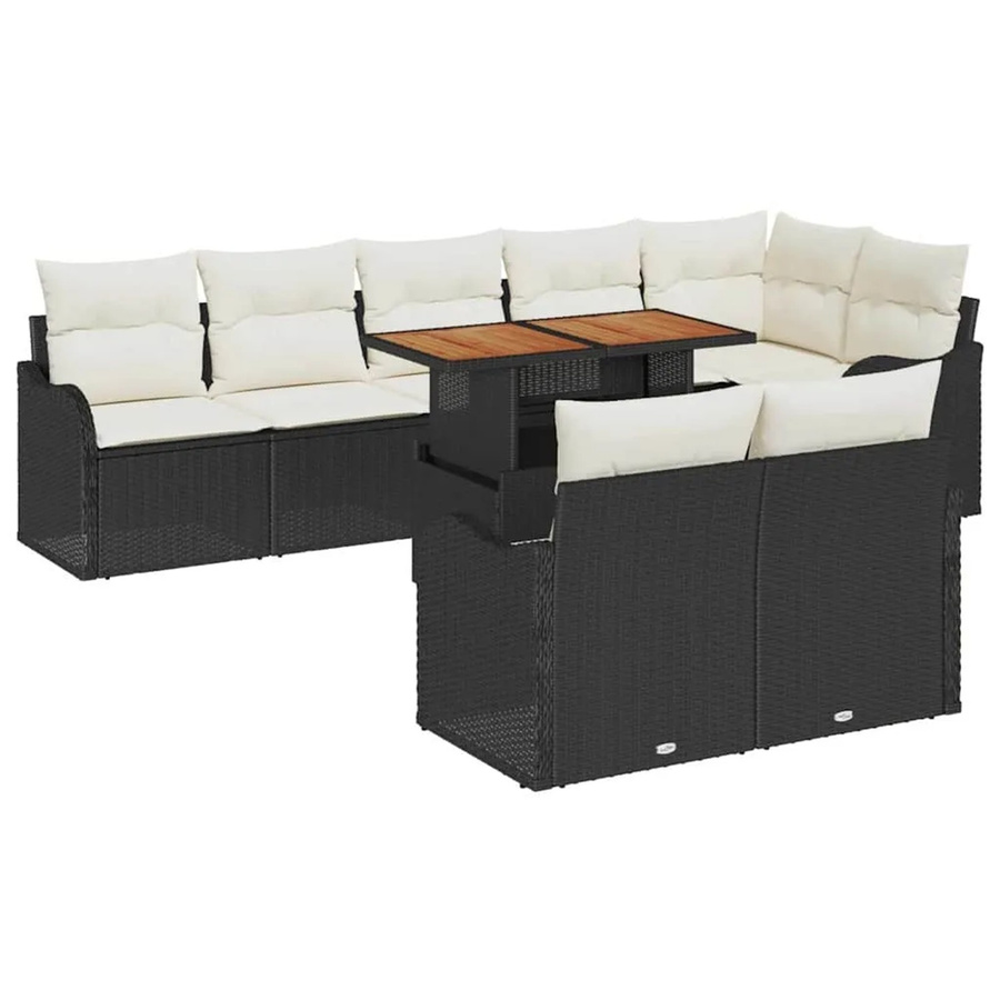 vidaXL Garten-Sofa-Set 9-teilig aus Poly-Rattan mit Stauraum und Polstern in Schwarz - Bild 2