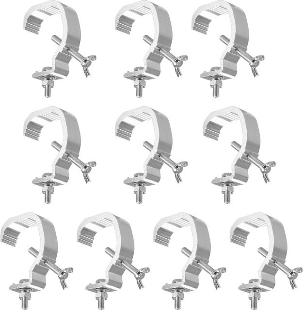 10er Set Meterk Bühnenlicht Klemmen aus Aluminium in Silber für DJ Beleuchtung und Par Lichter - Bild 1