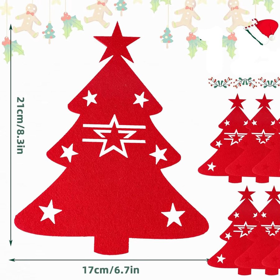 DUTRIEUX Weihnachts-Tischdekoration aus Filz mit Besteckhaltern und Tischsets in Stern- und Baumform - Bild 4