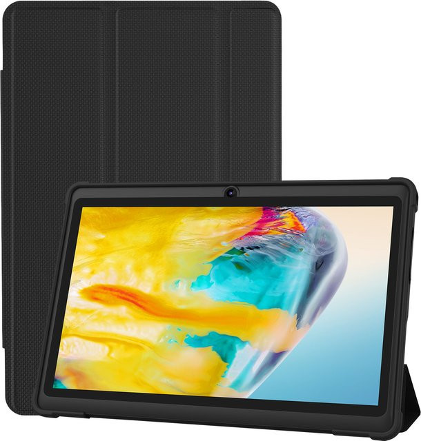 Pritom 7-Zoll Tablet PC mit Android 13, 4 GB RAM, 32 GB ROM, WLAN, Dual-Kamera, USB-C und Lederhülle in Schwarz - Bild 1