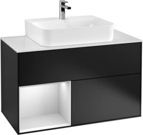 V&B Waschtischunterschrank Finion 100 in Weiß lackiert mit Regalfach links - Bild 1