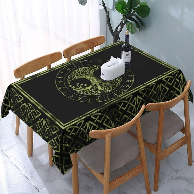 Rechteckige Tischdecke von JMG Household Supplies mit Wikinger Baum Kelten Motiv in Schwarz, B/T: 140 x 140 cm - Bild 1