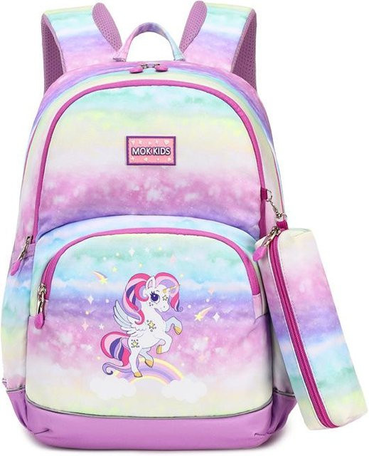 MOK Grundschultasche Set für Mädchen mit Rucksack und Federmäppchen in Multicolour - Bild 1
