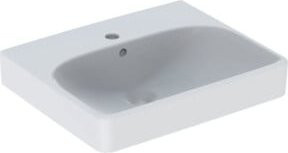 Geberit Handwaschbecken Smyle Square aus Keramik in Weiß mit Überlauf und Hahnloch, B: 50 cm, T: 41 cm