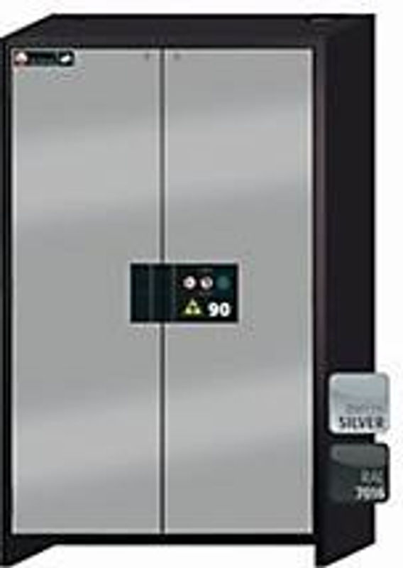 asecos Sicherheitsschrank Typ 90 Q-CLASSIC-90 mit Flügeltüren in Silber, B: 119,3 cm, T: 61,5 cm, H: 195,3 cm - Bild 2