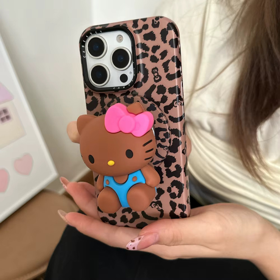 Sanrio Hello Kitty Handyhülle mit Leopardenmuster und MagSafe Wireless Charging für Apple iPhone 17 16 15 14 13 Pro Max, Multicolor - Bild 4