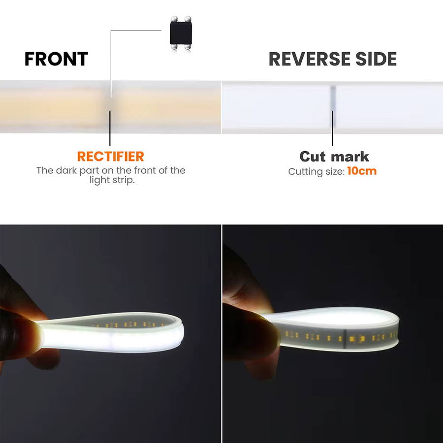 RAZEND COB LED Neon Streifen RGB in Weiß mit Wifi, Bluetooth, Touch-Steuerung und 23-Key Fernbedienung, dimmbar, 240 LED/m, 220V - Bild 4