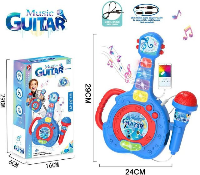 Linyi toy car Elektrische Gitarre Musikspielzeug, mit Mikrofon, ab 0 Jahren - Bild 1