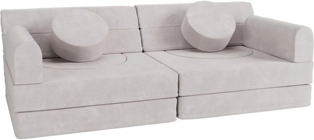 Juskys Kinder Spielsofa Kayo in Beige aus pflegeleichtem Cord mit baubaren Stapelsteinen, B/T/H: 150 x 75 x 50 cm - Bild 1
