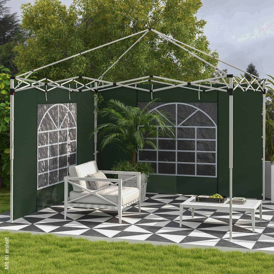 Outsunny Pavillon-Seitenteile aus Polyester in Grün, B: 295 cm, H: 195 cm, T: 0,01 cm - Bild 4