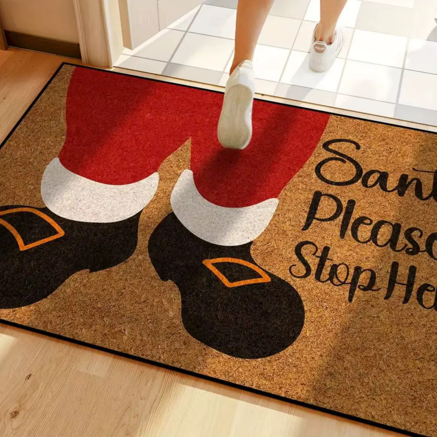 VIKAMA Weihnachtsmann Fußmatte mit Grafikdesign, schmutzabweisender Teppich für Eingangsbereich und Badezimmer, Mehrfarbig, B/T: 60 x 40 cm - Bild 3