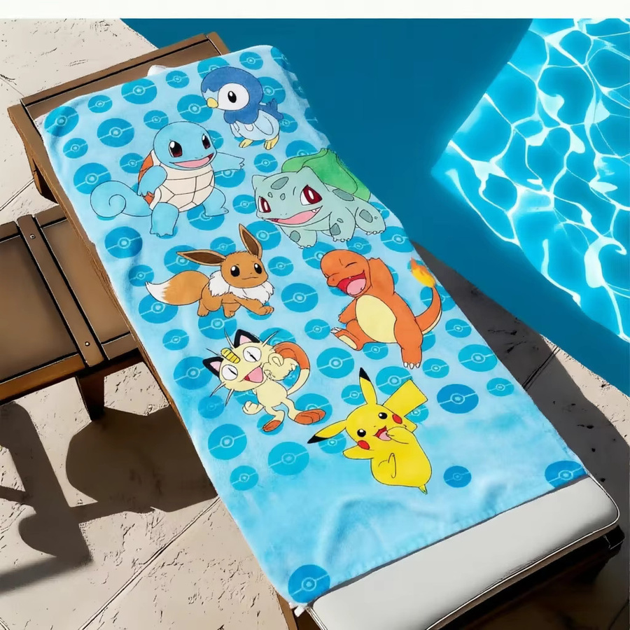 Potdemiel Pokemon Illustration Strandtuch, schnelltrocknend und weich, Mehrfarbig - Bild 2