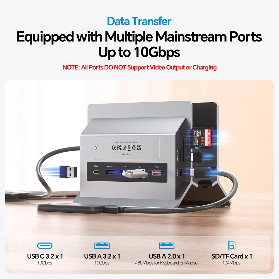 PULWTOP MacBook Dockingstation mit Dual Monitor Unterstützung, 2 HDMI 4K UHD, USB-A/C 10Gbps, PD, Ethernet und SD/TF Slot - Bild 2