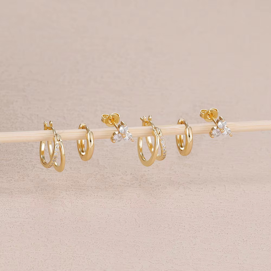 Yuedane Creolen-Set, Edelstahl, Gold, Kristall, Zirkonia, Damen, Mädchen - Bild 2